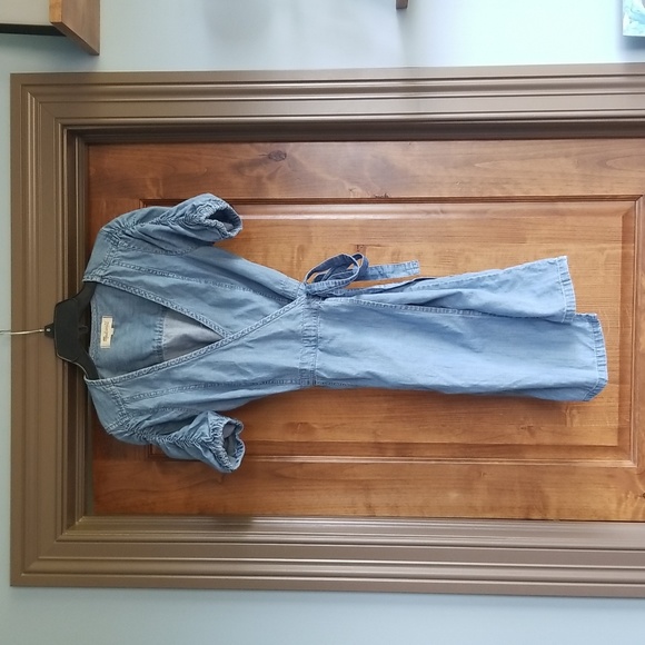 *B2G1* Madewell Denim Shirred-Sleeve Wrap Dress - Picture 4 of 6